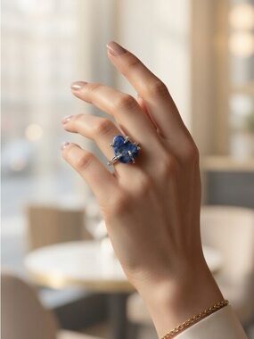Natural Lapis Lazuli Handmade 925 Sterling Silver Adjustable Ring